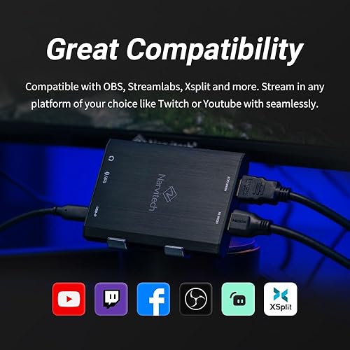 Miniatura 3 de Narvitech NJ500, tarjeta de captura externa 4K. 4K602K144HD240 Passthrough, transmisión y grabación en 4K30 con latencia ultrabaja en PS5, Xbox XS,