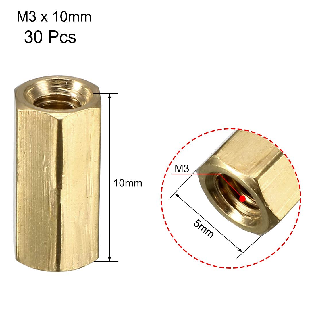 10 Distanziali Esagonali In Alluminio M3x10 Mm Neri Per Drone FPV - Uxcell