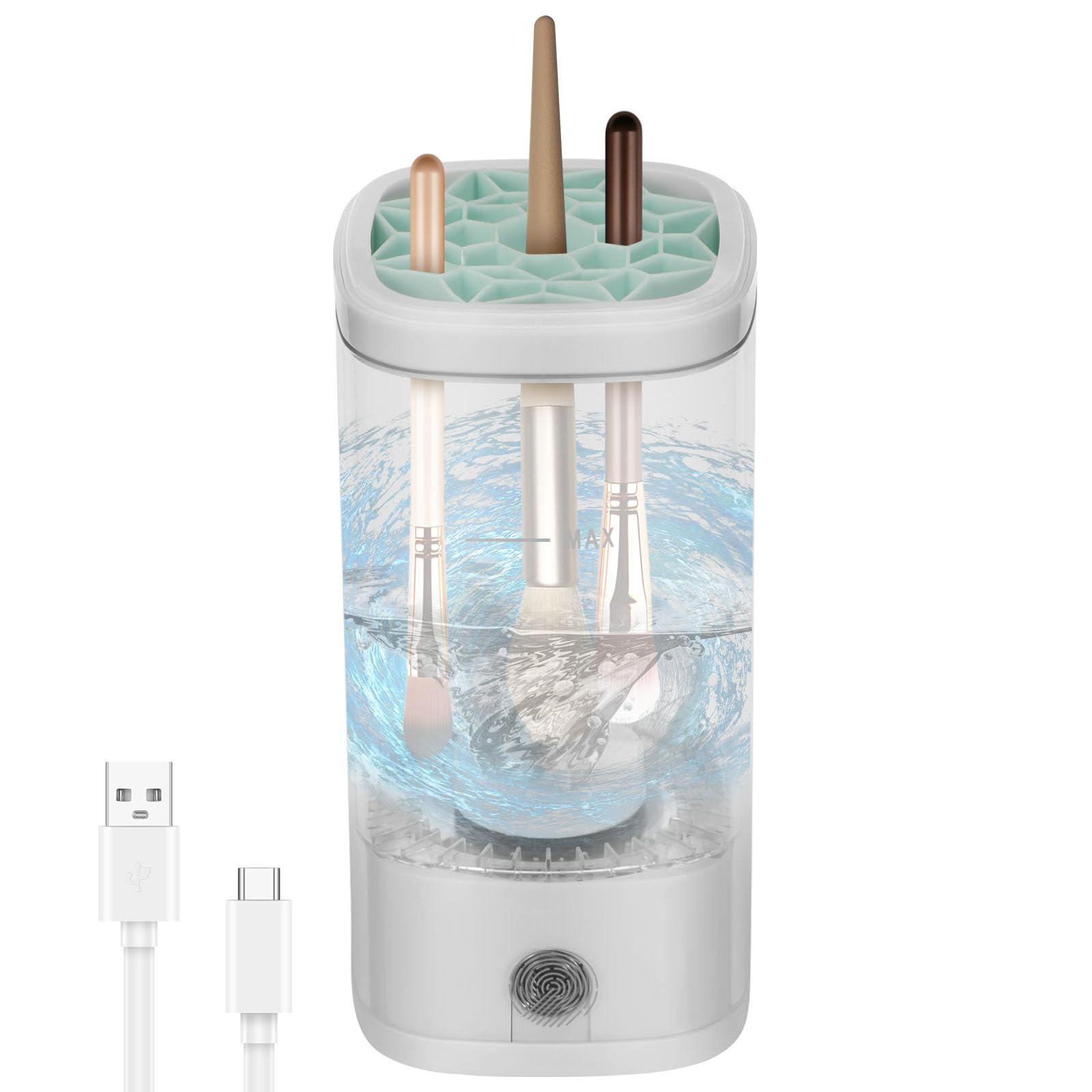 XYDHQS Electric Makeup Brush Cleaner, One-Click Operation, 6500 RPM Efficient Cosmetic Brush Cleaner Machine with Drying Function for Cleaning Makeup