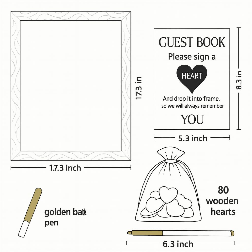 AIFLM Livre D'or De Mariage Personnalisé Avec 50-100 Cœurs En Bois Décoration De Mariage Alternative Au Livre D'or De Mariage En Bois