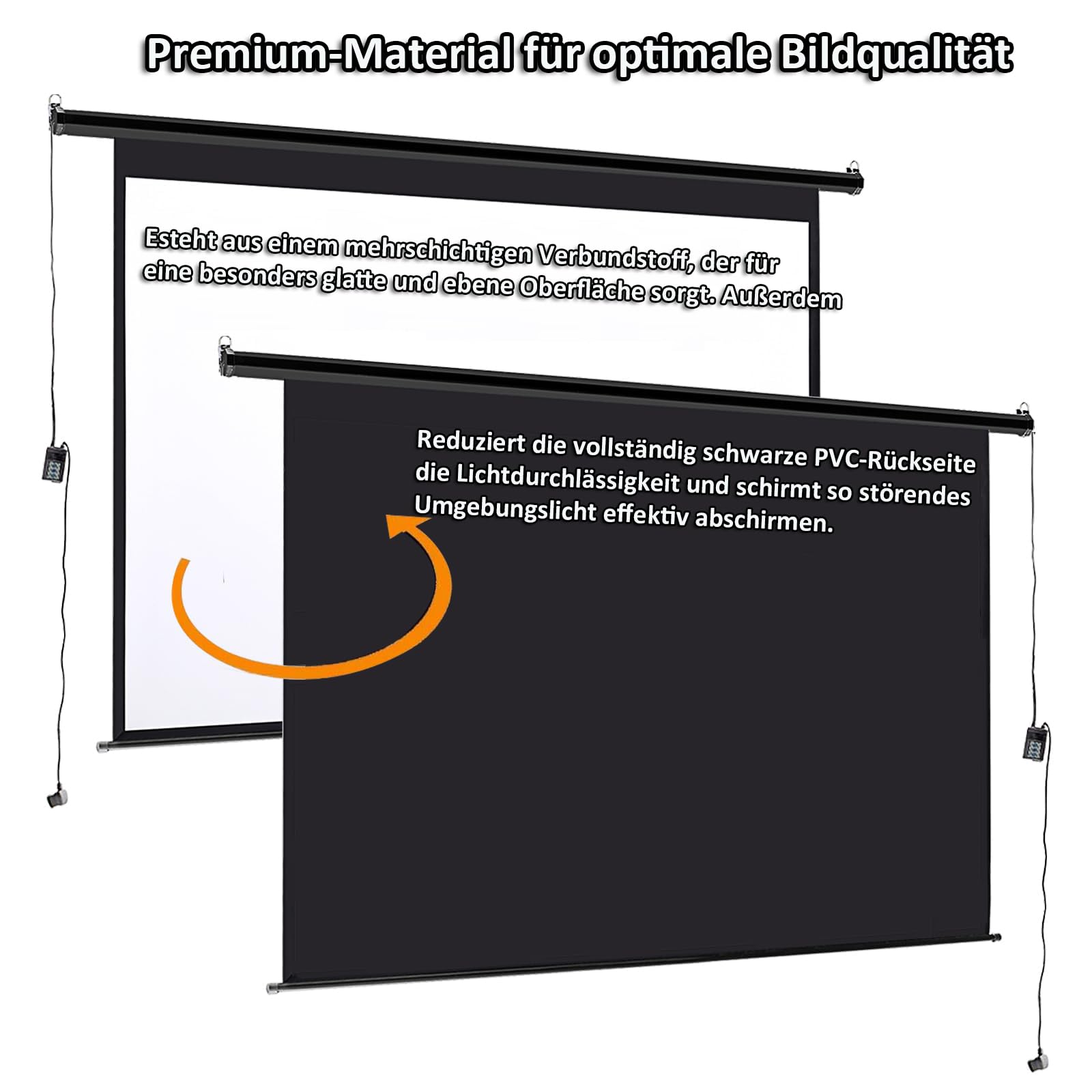 INMOZATA Beamer Leinwand Elektrisch 100 Zoll/ 247x163cm, 16:9 Motorleinwand