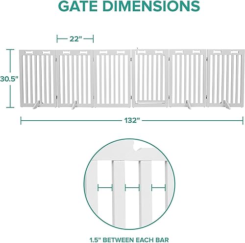 Miniatura 3 de Arf Pets Puerta independiente para perros con puerta, 6 paneles de valla de madera configurable de 360, 120 pulgadas de ancho, 31.5 pulgadas de
