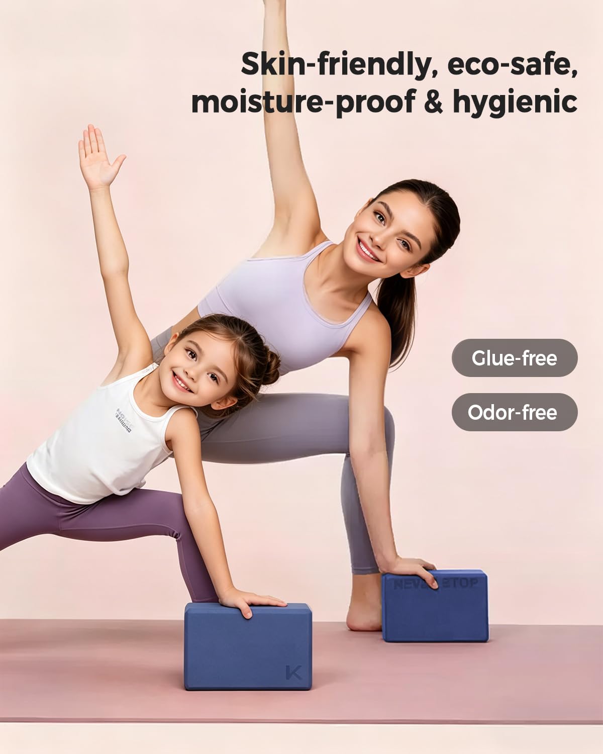KEEP Yoga-Block, hochdichter EVA-Schaum, 2 Stück, Yoga-Block mit rutschfester strukturierter Oberfläche, stützend, leicht, ideal für Yoga