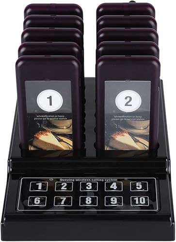 Miniatura 5 de Sistema de localización de restaurantes con 10 posavasos y 1 transmisor de teclado de llamada para restaurante, clínica, iglesia, cafetería, tienda,