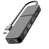 USB to HDMI Adapter, Eanetf Dual USB C USB A 3.0 Hub: 5 Ports with 2* USB-C and 2* USB-A and 1* HDMI Extend for TV,DVD Player,Projector,Monitor,Laptop,PS4,Flash Drive, HDD,Xbox, Printer etc - 5 in 1