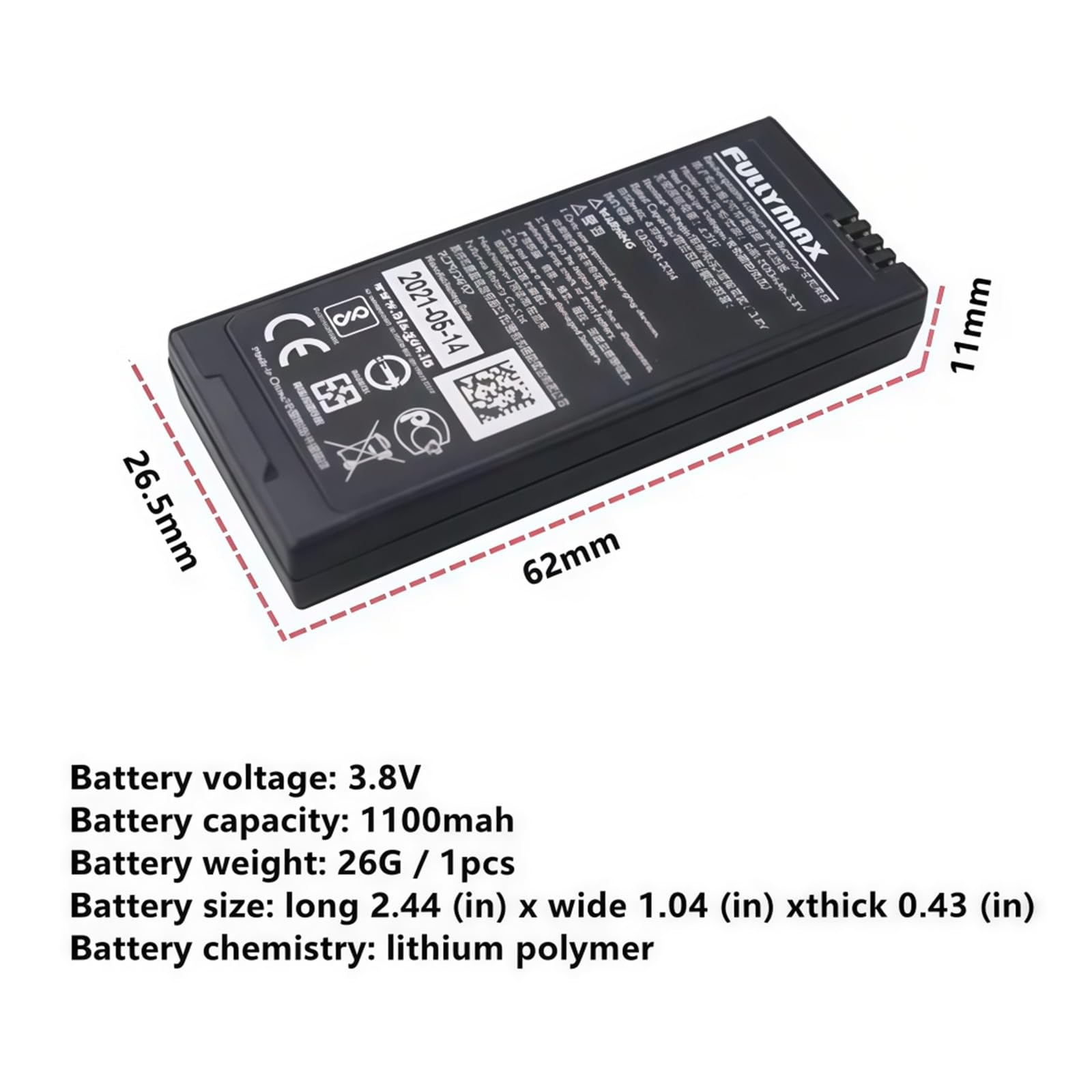 Amazon | 1100mAh ドローンフライトバッテリー交換用、DJI TELLO/TELLO