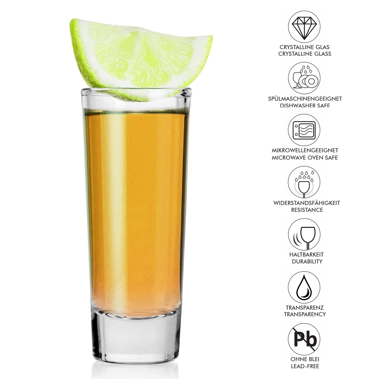 Set Di 8 Bicchieri Shot Da 5 Cl - In Vetro Senza Piombo, Lavabili In Lavastoviglie, Con Fondo Pesante - Foto 5