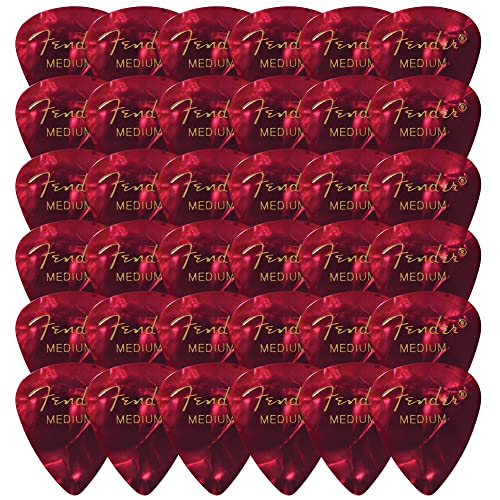 Fender Premium Celluloid 351 Shape Picks, Medium, Red Moto - 36 Pack