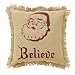 VHC Brands Burlap Santa Pillow Fringed "Believe" 10x10