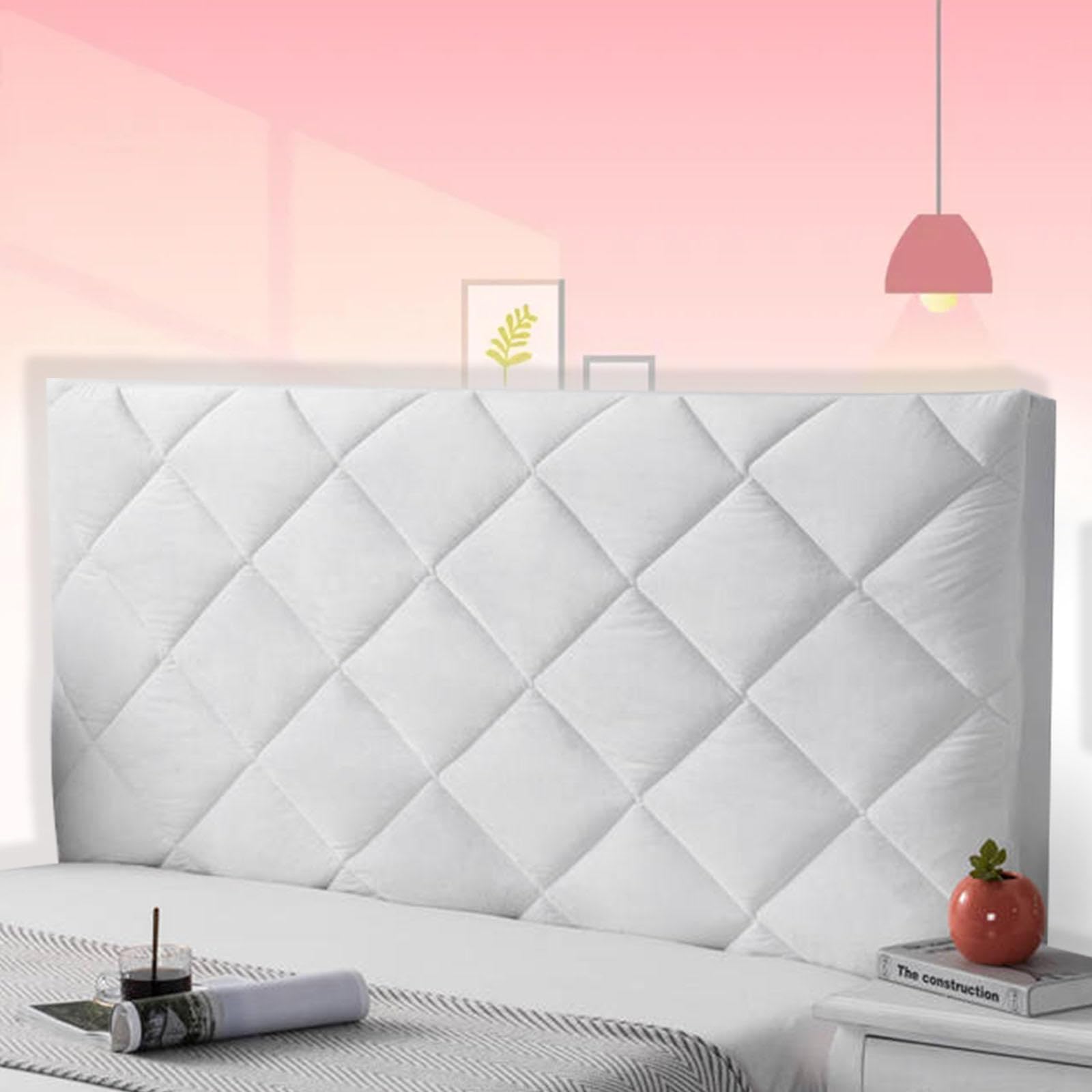 Copritestiera Letto Copertura/Copri Testata Letto Matrimoniale Singolo Imbottito Cuscini per Testiera Letto Grandi Velluto all-Inclusive Coperchio Testata Letto,white-150cm