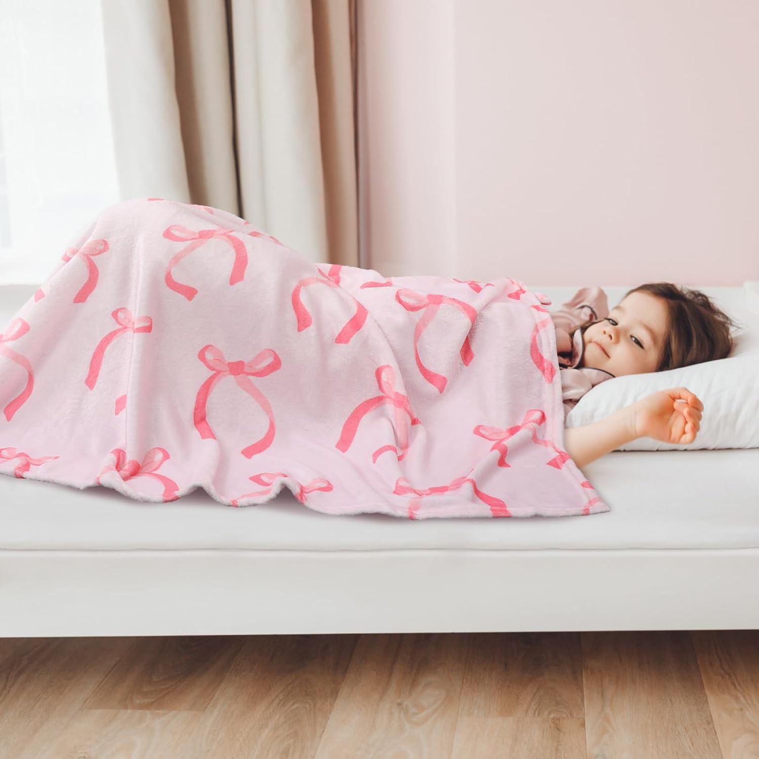 Buryeah Coquette Pink Bow Throw Blanket 50 x 60 Inch Ribbon Winter Farmhouse Blanket Couch Sofa Soft Warm Bed Blankets for Women Friends Gifts(Cute) - Image 4