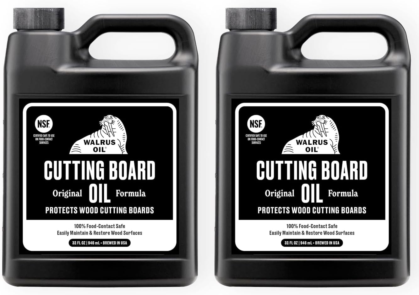 WALRUS OIL - Cutting Board Oil and Wood Butcher Block Oil, Food-Safe, 32 oz Jug - 2 Pack