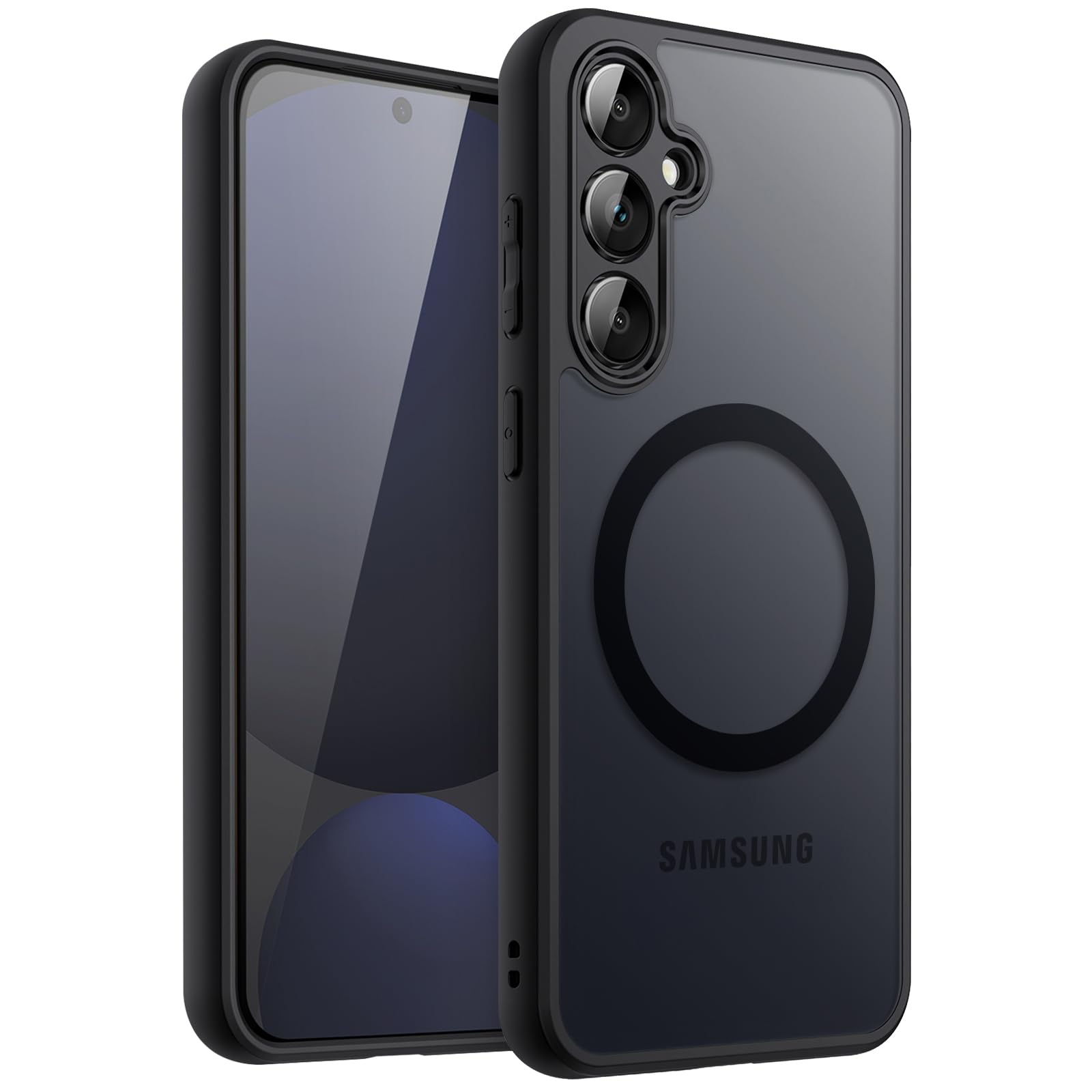 JETech Magnetic Case for Samsung Galaxy S24 FE, Compatible with MagSafe, Translucent Matte Back Shockproof Phone Cover (Black)