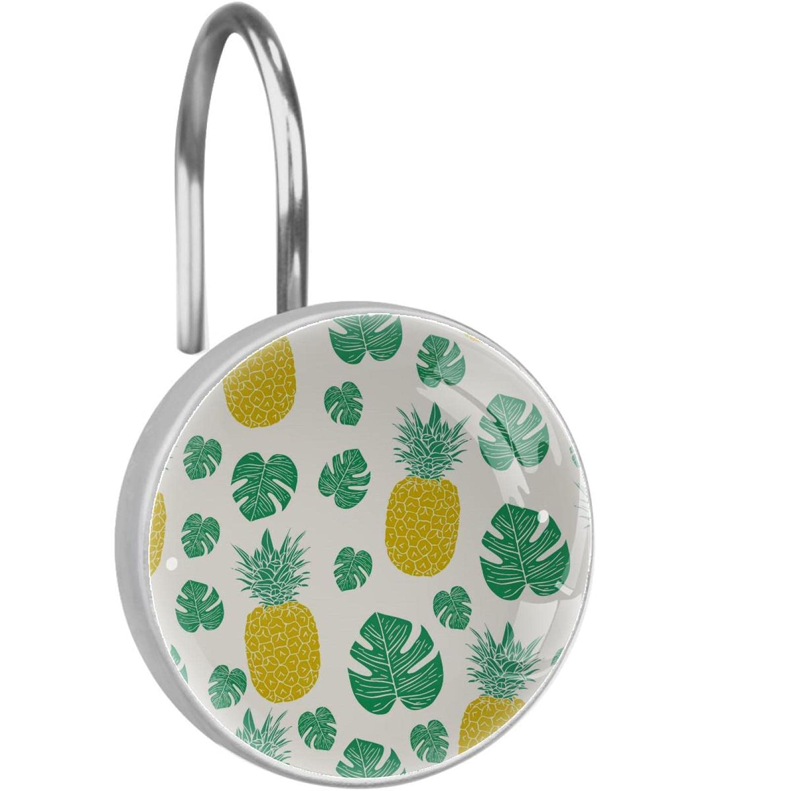 Crochets de rideau de douche ananas en acier inoxydable x12 pour salle de bain