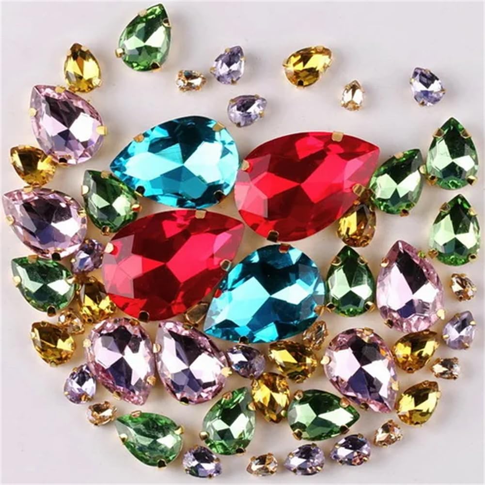 Cristaux de verre à coudre strass goutte d'eau pour couture et broderie créative