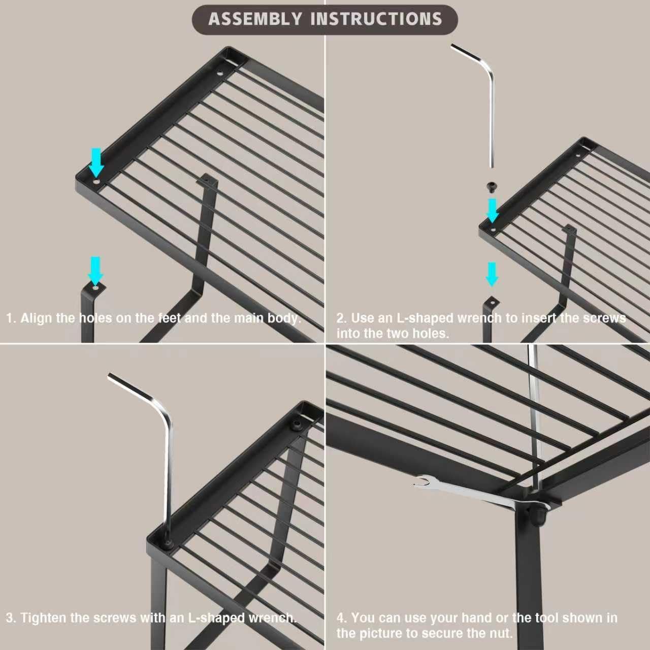 Expandable Cabinet Shelf Organizer, 2 Pack Stackable Kitchen Counter Shelf Riser, Metal Spice Rack Adjustable Heavy Duty Countertop Organizer Storage for Kitchen, Pantry, Cupboard, Rv (Black)