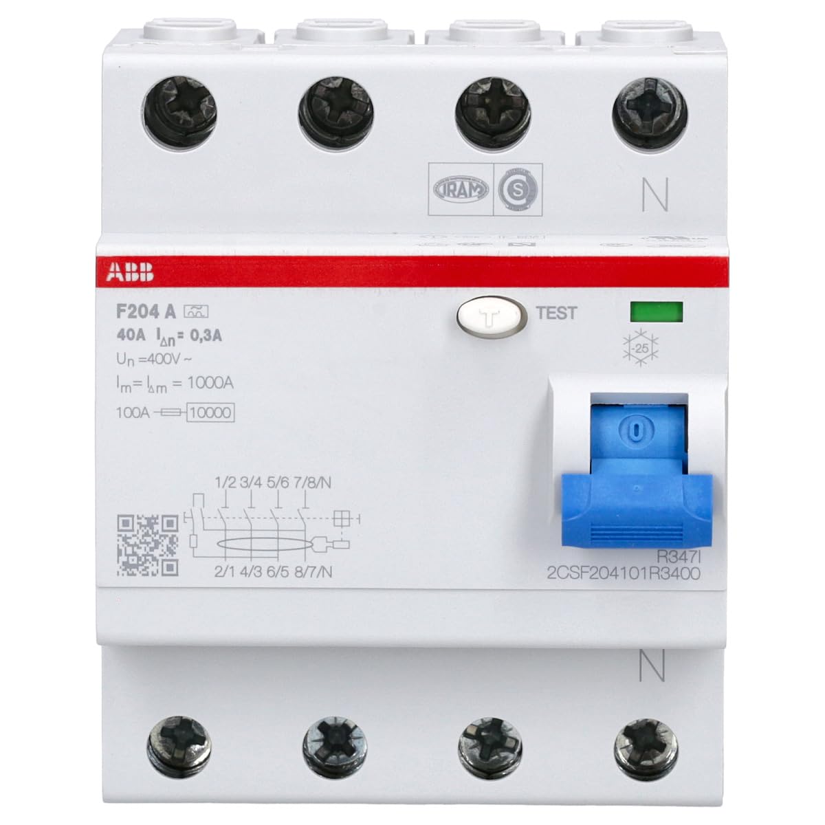 FIG F204A-40 / 0.3 Tipo 4-POLE ARREA DI INFUMATORE, 230 V, 40A