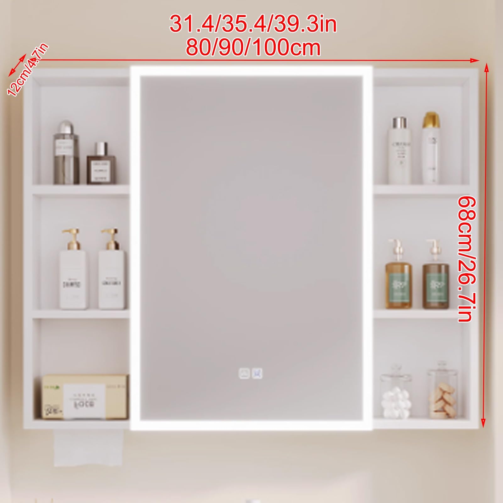 39,3 cala (ok. 100 cm) szersza, szara szafka ścienna z lustrem, aluminiową ramą, drzwiami i półką – stylowe i zajmujące niewiele miejsca rozwiązanie do wyposażenia łazienki.