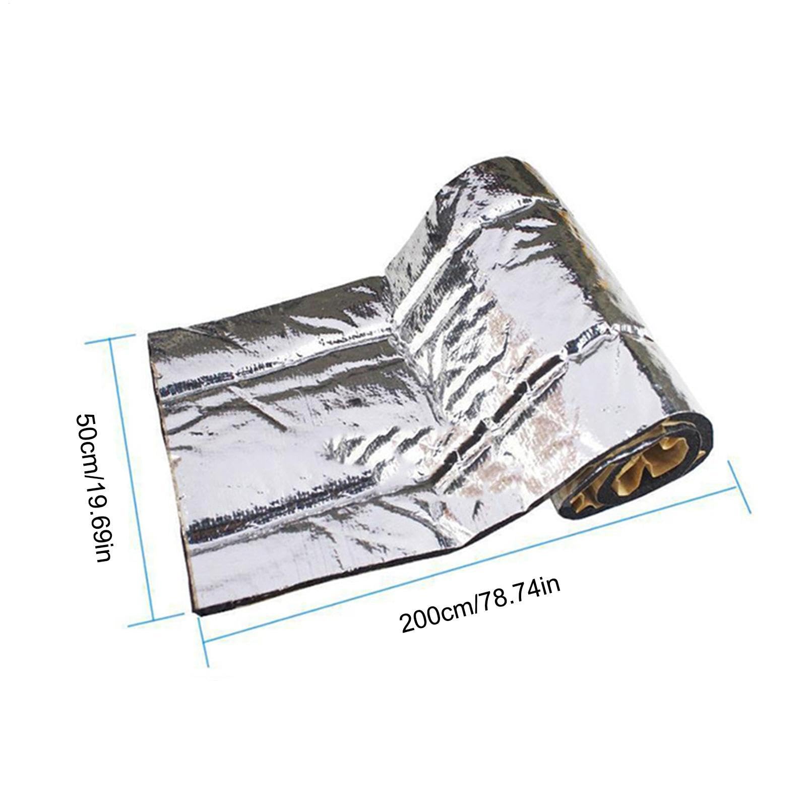 Esterilla aislante de 50 x 200 cm para coche, , insonorización, protección térmica, esteras de aislamiento acústico, rollo de aluminio para aislamiento acústico para vehículos de motor