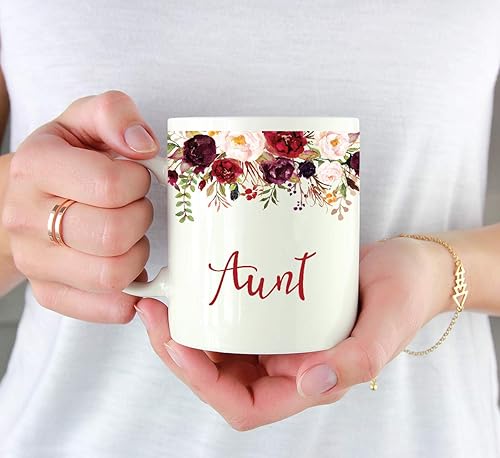 Miniatura 10 de Andaz Press Taza de té de café de cerámica para boda, 11 onzas, otoño, Marsala, borgoña, flores, rosas, flores, oficial, paquete de 1, incluye caja