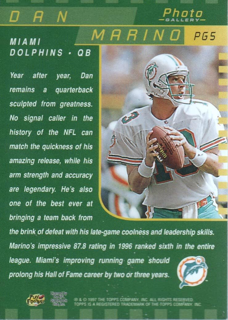 1997 Topps Gallery Football Photo Gallery #PG5 Dan Marino