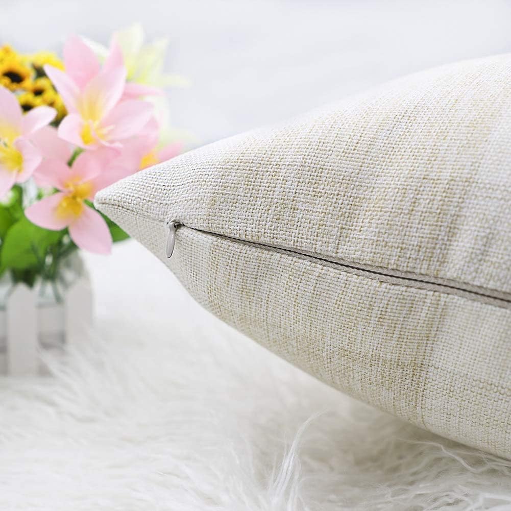 2 Pack Buffalo Check Plaid Throw Pillow Covers Farmhouse Decorative Square Pillow Covers 18x18 Inches for Farmhouse Home Decor, Beige and White