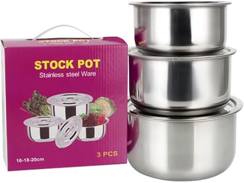 Miniatura 4 de Ellylian Juego de 3 cuencos para mezclar con tapas, cuencos de acero inoxidable con tapas, para ahorrar espacio, ideal para cocinar, hornear,