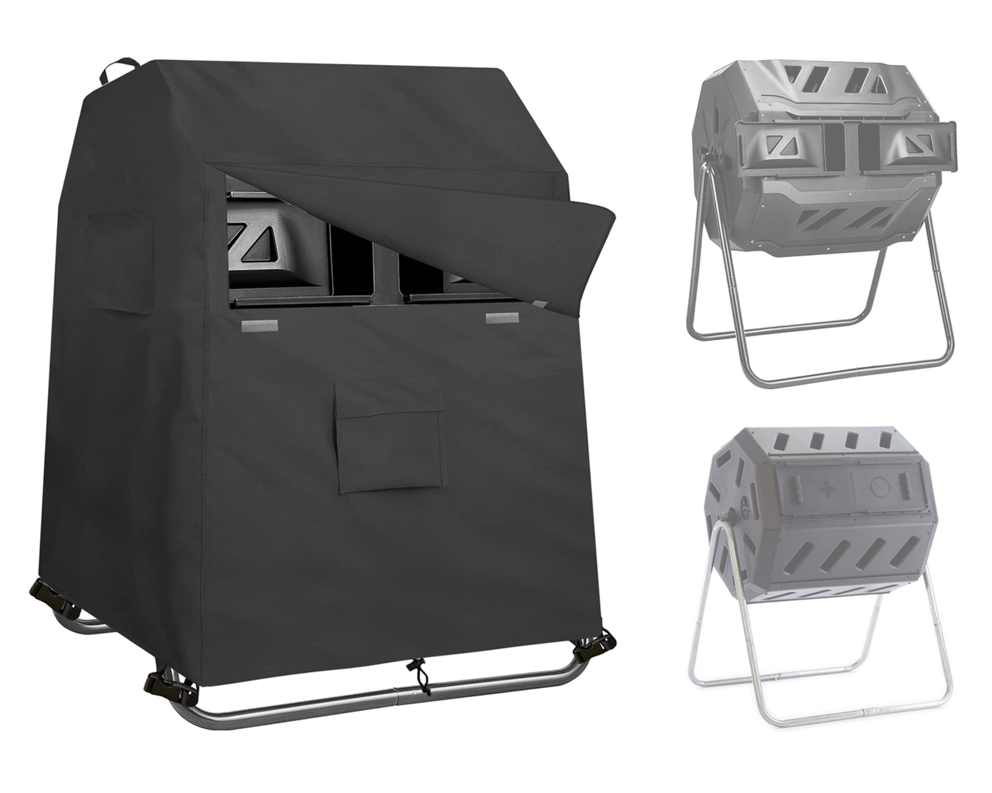 SoloToo Outdoor Compost Bin Cover - Heavy Duty Waterproof Compost Tumbler Cover,Suitable for 37-43 Gallon Outdoor Dual Chamber Tumbling Composter(Cover Only,Without Compost Bin)