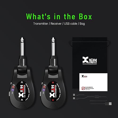 Miniatura 8 de Xvive U2 - Sistema inalámbrico para guitarra recargable de 2.4GHz - Transmisor y receptor inalámbricos para guitarra eléctrica y bajo