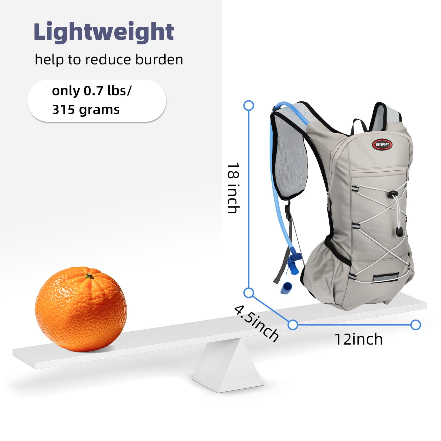 Mochila de hidratación con bolsa de agua de 2 L, paquete de 2, negro y gris