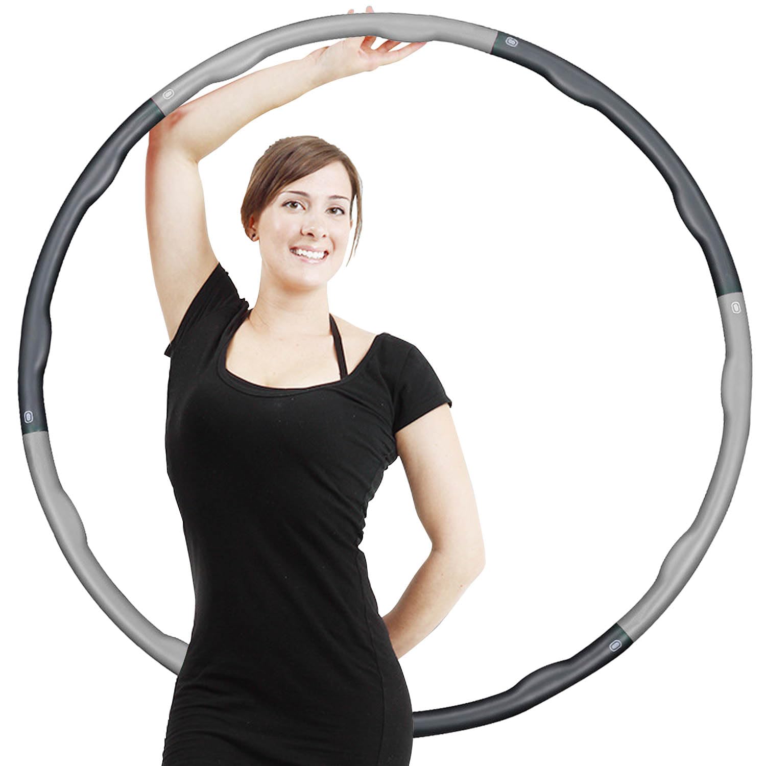 1,8kg Gewicht Hula Hoop Reifen Erwachsene Hullahub Reifen zum Abnehmen mit Wellendesign für fortgeschrittene 6 Teiliger und 100 cm Fitnessgerät für Zuhause Hoola Hoop Fitness