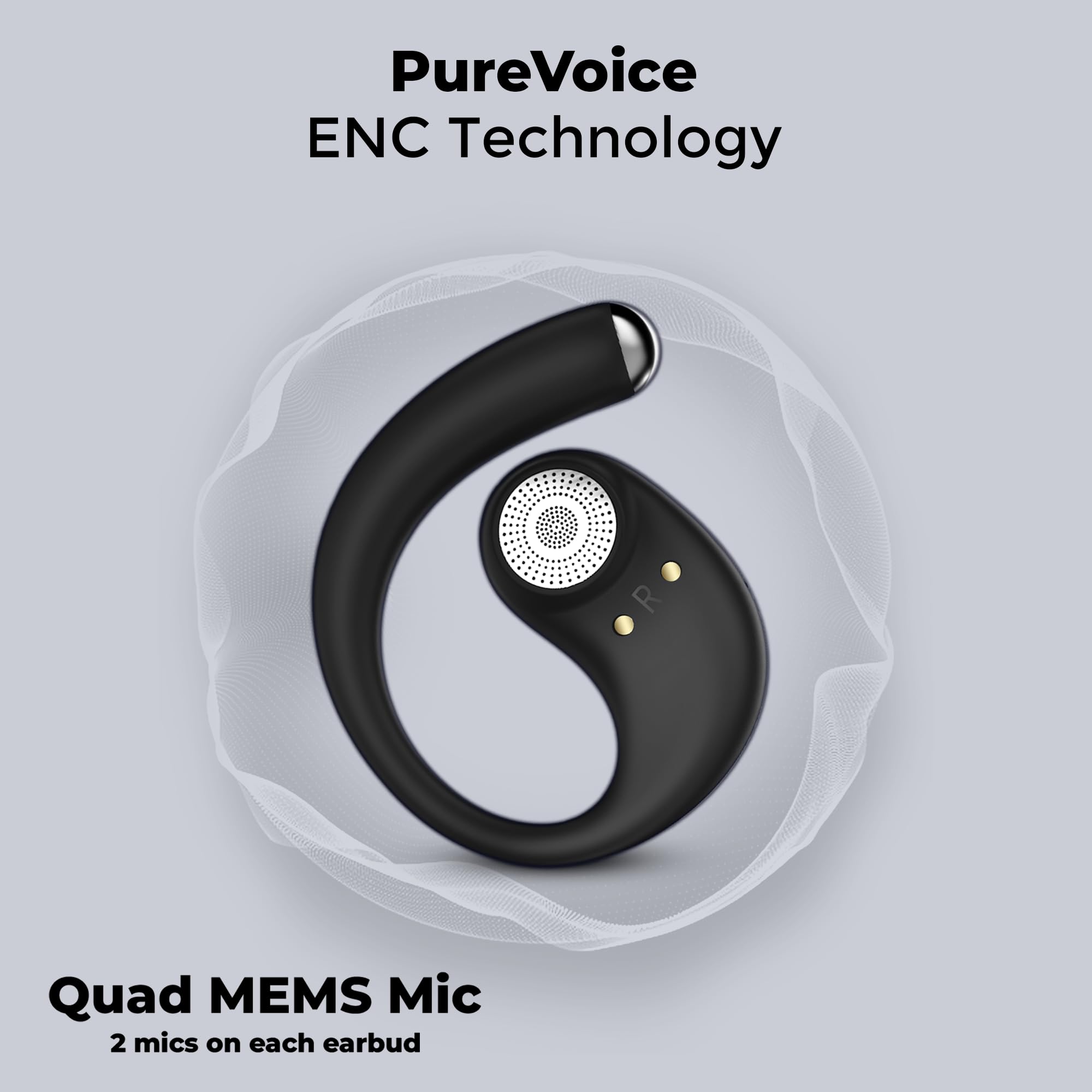 truke New Launch ResonanceX Open Ear Wireless Earbuds, 24-bit Spatial Audio, 70Hrs Playtime with Fast Charging, 16mm Titanium Drivers, 40ms Low Latency, Quad Mic ENC Calls, Made in India (Ash Black) — Amazon image 9