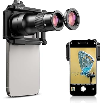 APEXEL Smartphone Telephoto Lens, 6x Optical Zoom, 5.9 inches (150 mm), Macro Smartphone Lens, TM6, Doubles as Monocular, Far