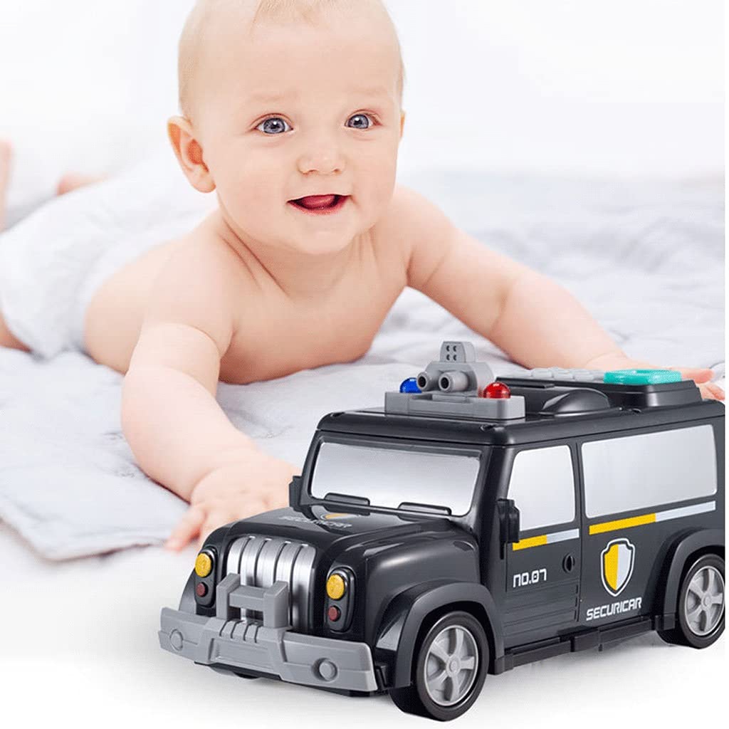 Spaarpot spaarpot voor kinderen, kinderspaarpot, elektronische spaarvarken, coole politieautobank, wachtwoord, muntenbank met wachtwoord en muziek, perfect speelgoedcadeau voor jongens, spaarpot (FA