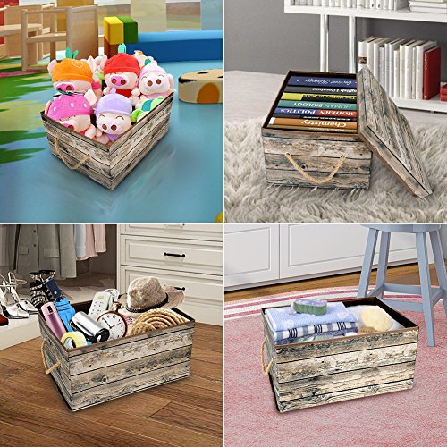 Livememory Foldable Storage Bin Fabric Decorative Storage Box With Lid And Handles For Office, Bedroom, Closet, Toys L15.7 X W11.8 X H7.9 Inches (Not Made Of Wood) #TOP2