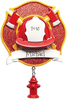 Firefighter Helmet and Axe | Personalized Firefighter Ornament | Personalized Christmas Ornament | Gift for FireFighter