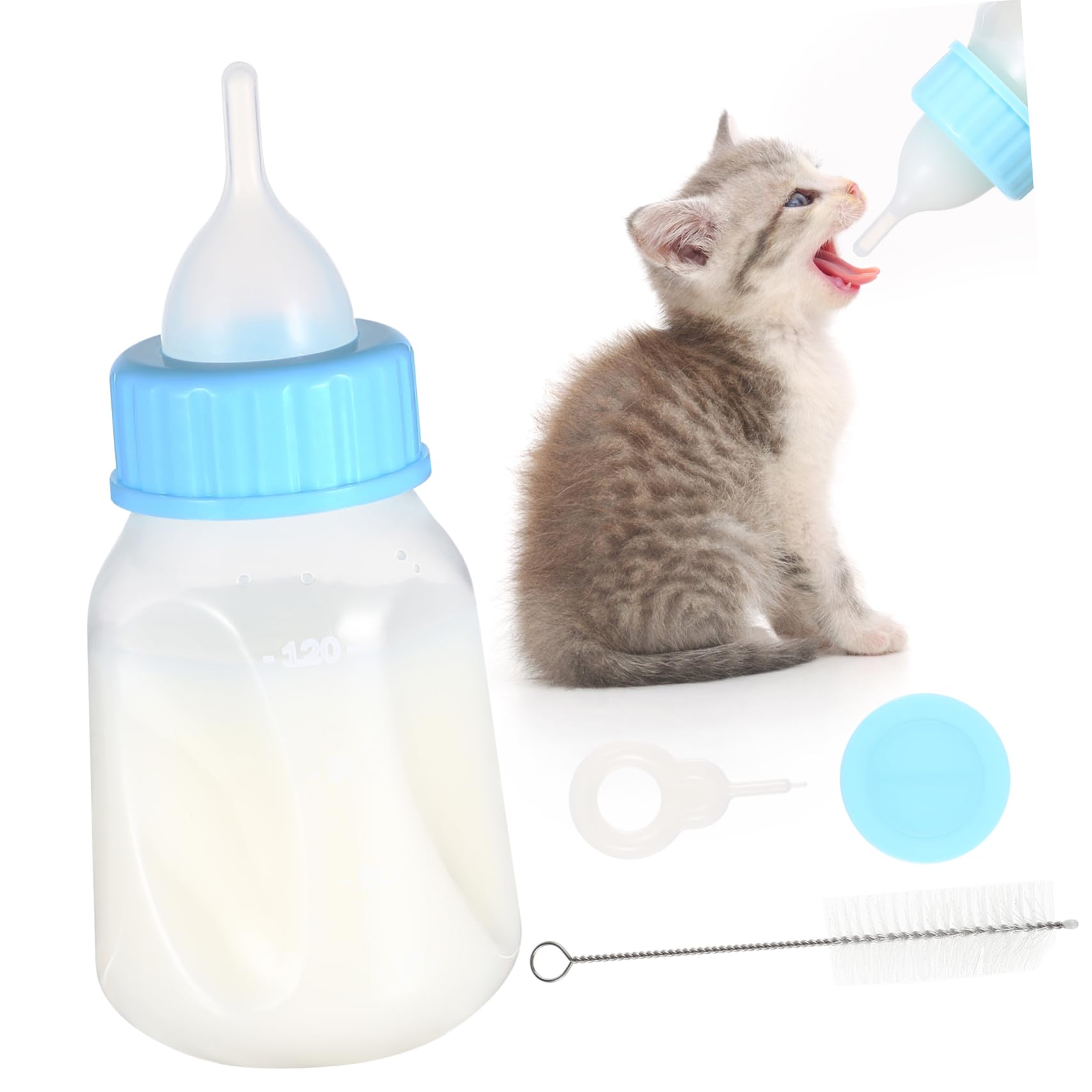 SEWOART 120ml Pet Nursing Bottle Set Kitten Feeding Supplies Small Animal Bottle