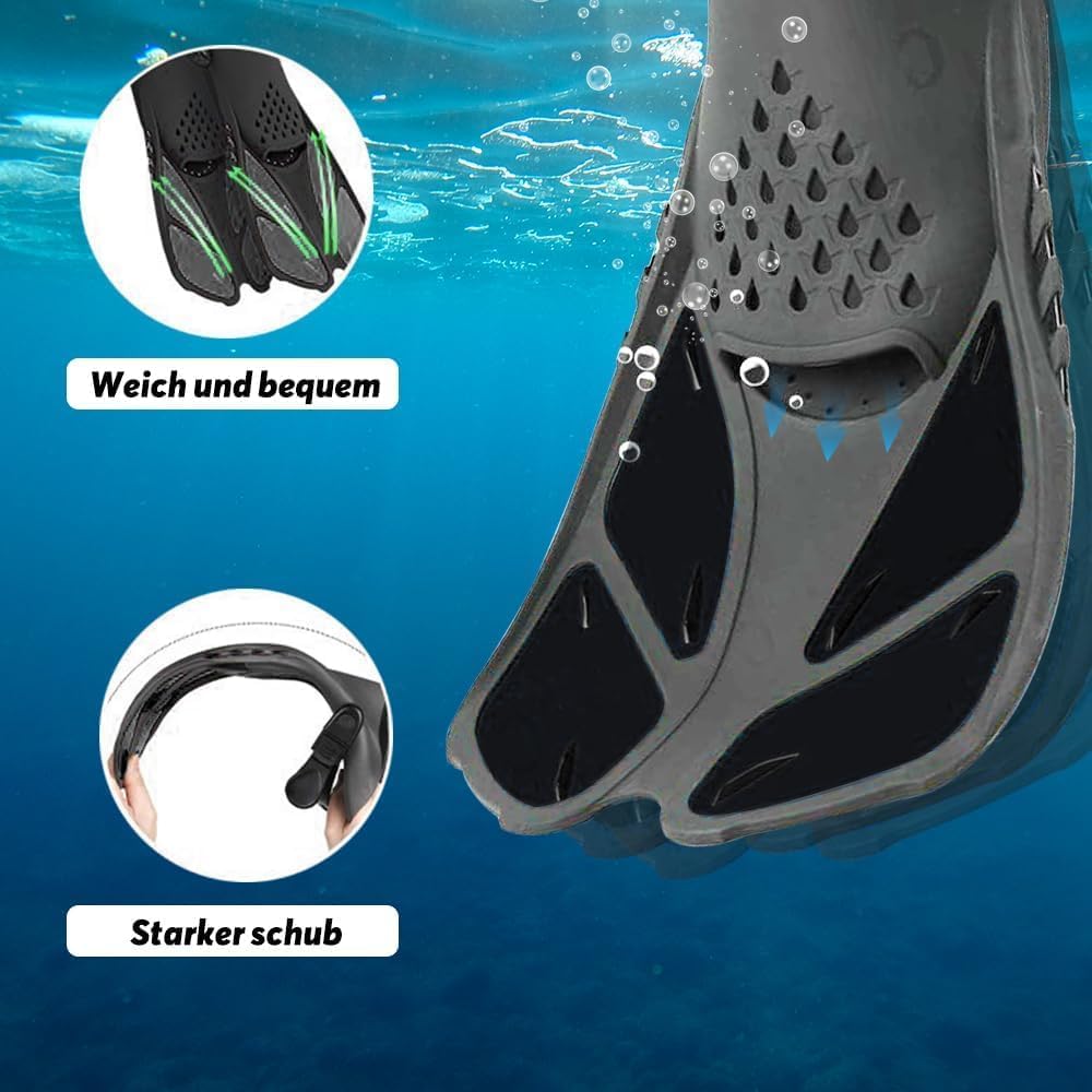 Aletas de Snorkel Ajustables Tallas 36-41 con Bolsa de Almacenamiento para Adultos y Niños