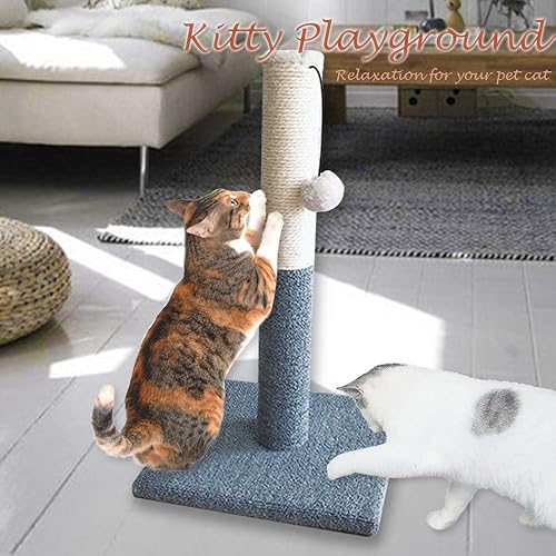 Miniatura 5 de Barelove Torre rascador para gatos, poste rascador alto para gatos, cuerda de sisal natural para gatos de interior, poste rascador de alfombra para