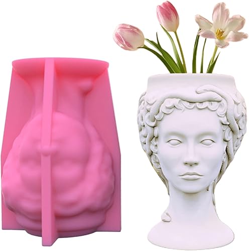 Molde para maceta, molde de silicona de yeso de cabeza de dama 3D, para bricolaje, suculentas, hormigón, maceta, jarrón, yeso, cemento, arcilla,