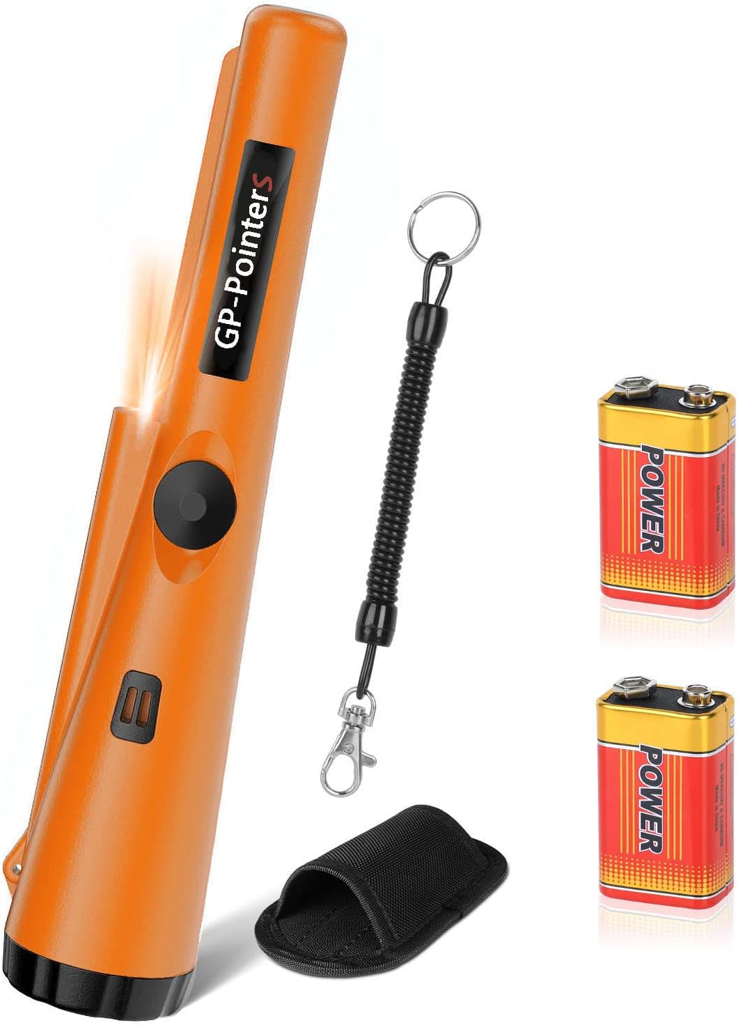 Metal Detector Pinpointer Waterproof Handheld Pin Pointer Wand Gold Treasure Hunting Unearthing Tool Accessories with Buzzer Vibration for Kids Adults Bonus 2 Pack Battery and Belt Holster