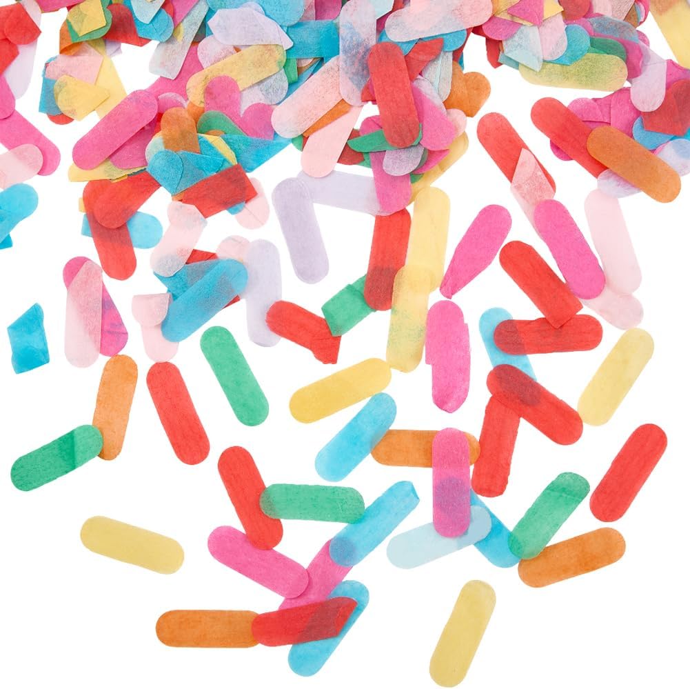 1 Box 100g 11 x 30mm Rainbow Tissue Paper Confetti Oval Strips Party Table Decorations Confetti Colorful Sprinkle Scatter Supplies for Birthday Wedding Bridal Shower Party Festival Decor