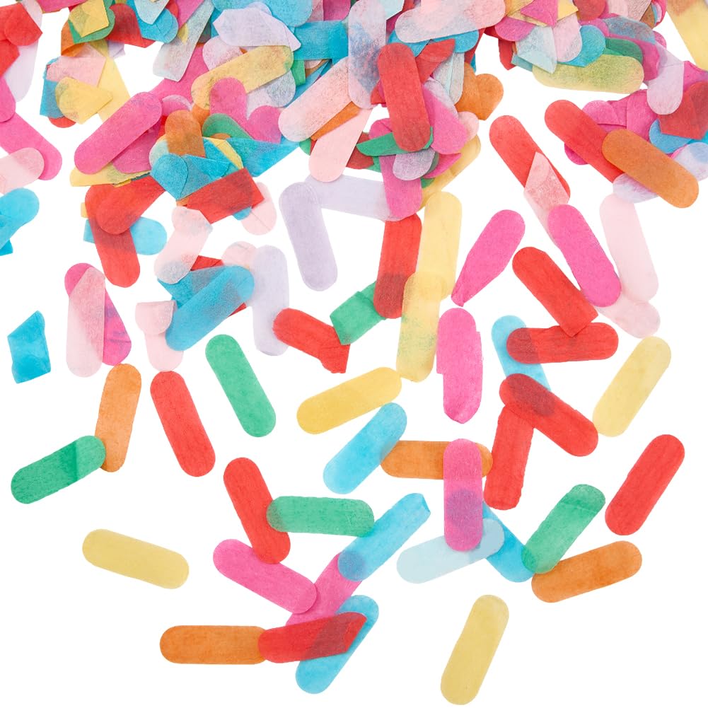 – 1 Box 100g 11 x 30mm Rainbow Tissue Paper Confetti Oval Strips Party Table Decorations Confetti Colorful Sprinkle Scatter Supplies for Birthday Wedding Bridal Shower Party Festival Decor