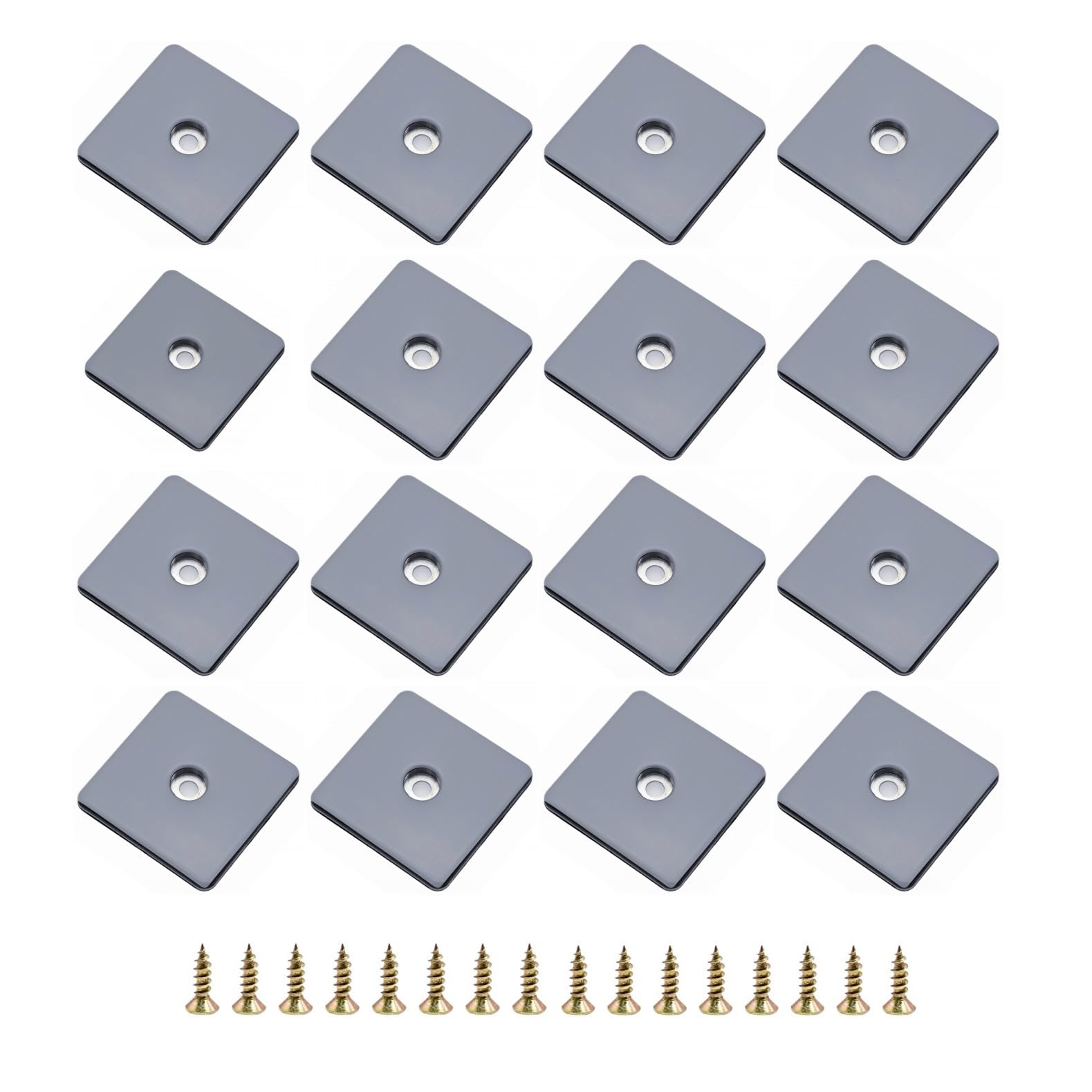 JZK 16x Square Teflon Furniture Sliders 50mm, Screw-On PTFE Chair Gliders 5cm Large, Furniture Feet Floor Protectors for Hardwood, Laminate, Tile, Carpet, Table Moving Pads with Screws