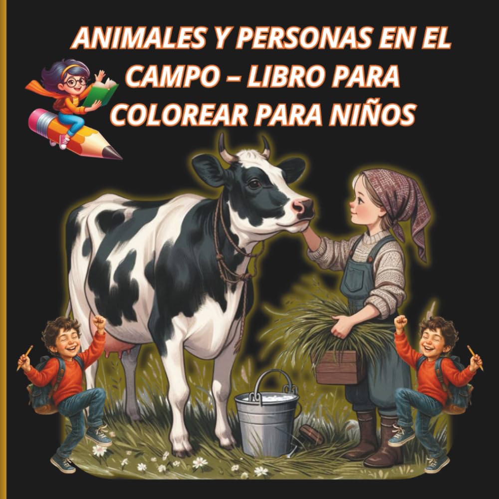 Animales y personas en el campo – Libro para colorear para niños: Vida en la Granja – Libro para colorear para niños (3-8 años)