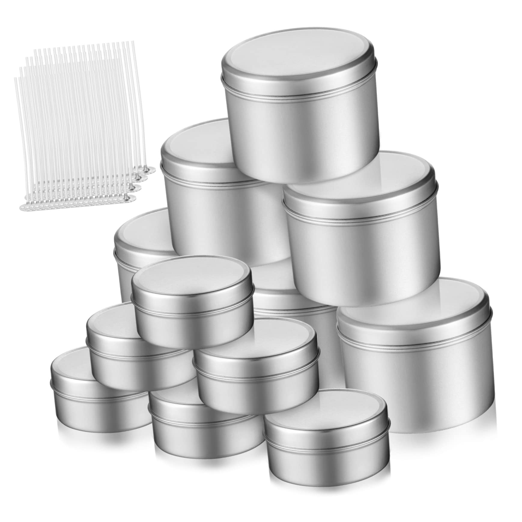 jojofuny Moldes de Aluminio para Velas Recipientes Vacíos para Hacer Velas Mechas de Algodón de Té Kit de Herramientas para Manualidades