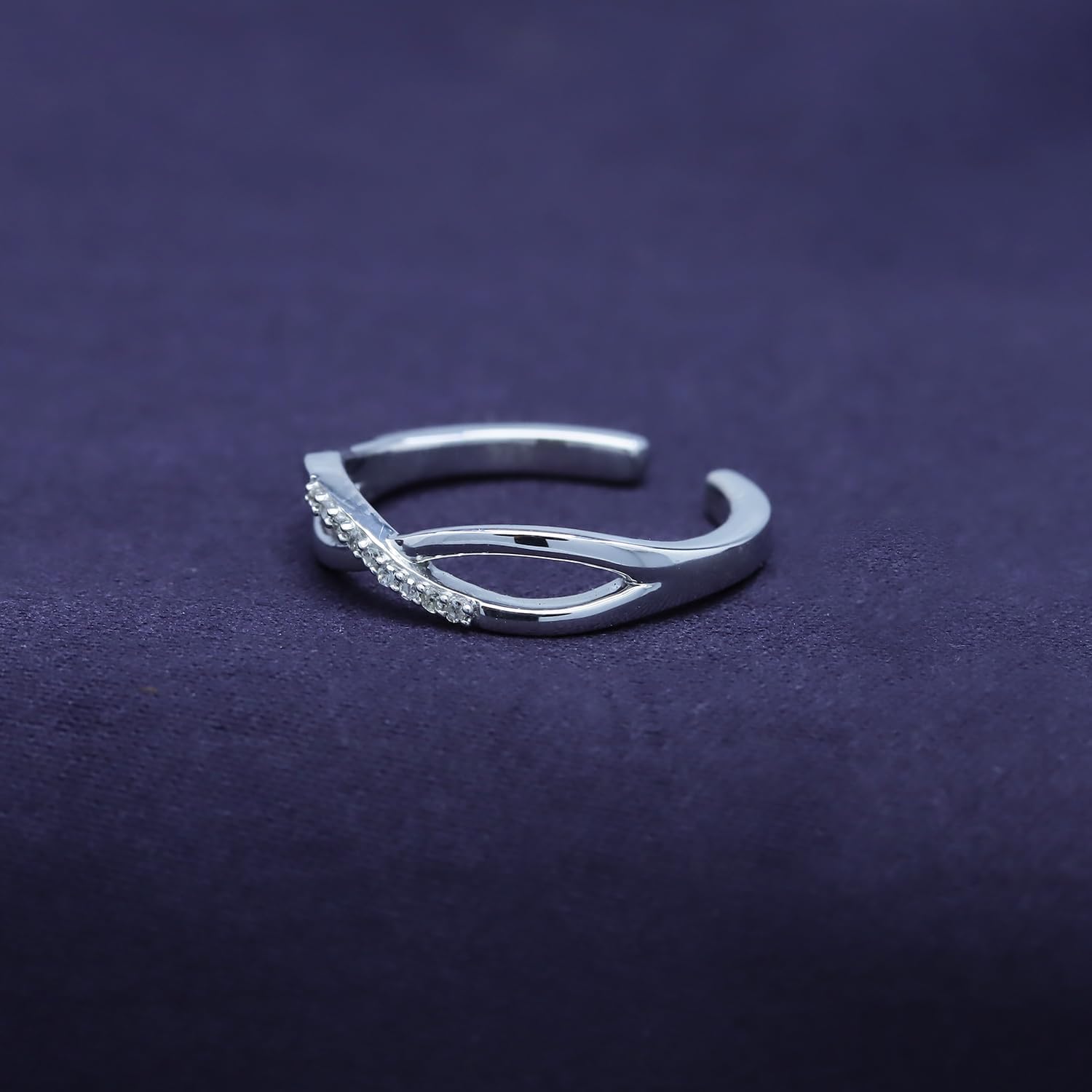 AFFY 14k Gold Over Sterling Silver White Natural Diamond Accent Infinity Toe Ring Adjustable