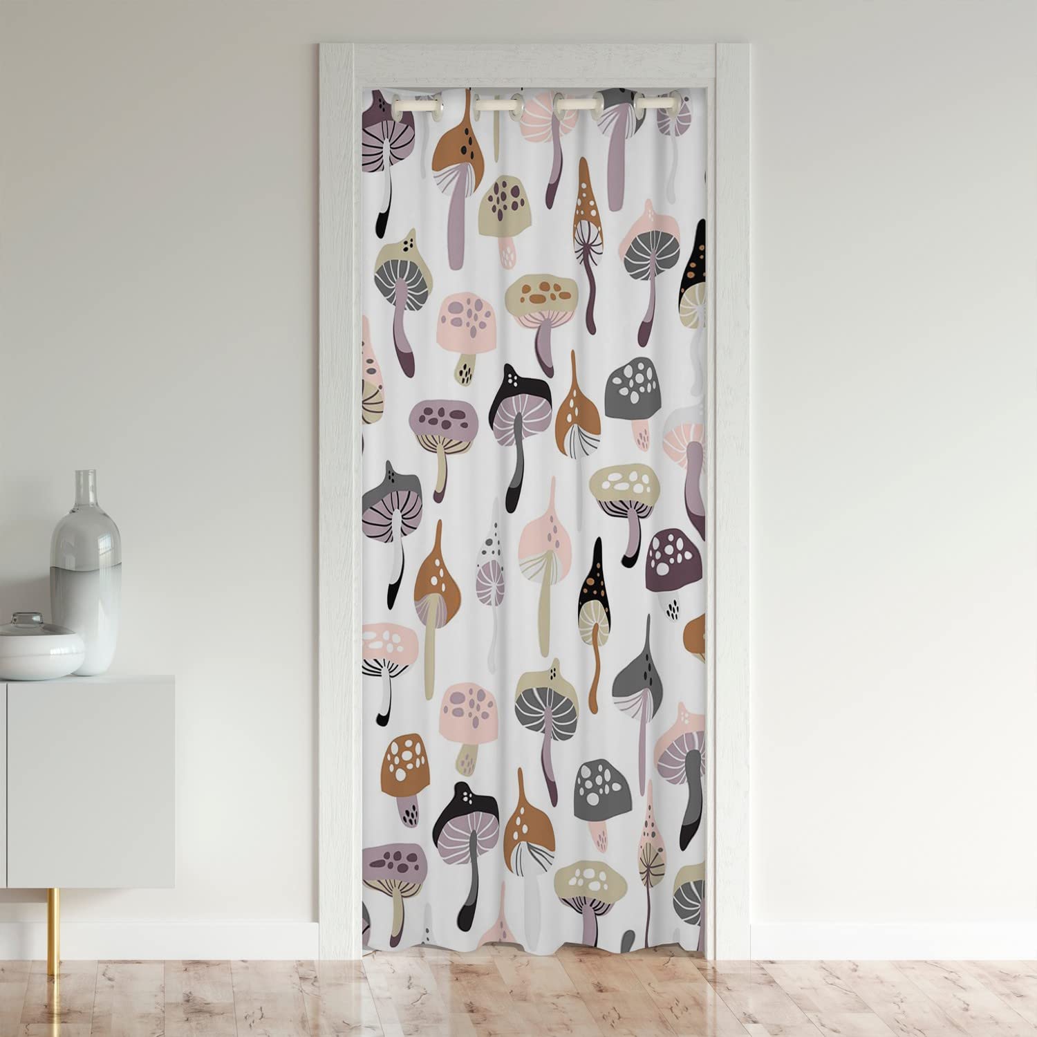 Loussiesd Cute MushDecor Door Curtain for Doorway Privacy 86x203cm Cartoon Mushrooms Closet Door Cover Curtain for Bedroom Car Reversible Kawaii Fungus Colorful Room Divider Curtain Cover