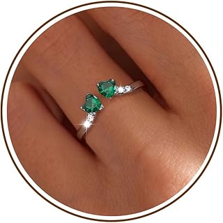 Dainty Promise Rings for Her 2 Birthstone Adjustable Rings for Women Sister Anniversary Birthday Gifts for Women Jewelry Mothers Day Ring Gifts Valentine's Gift for Her Fashion Trendy