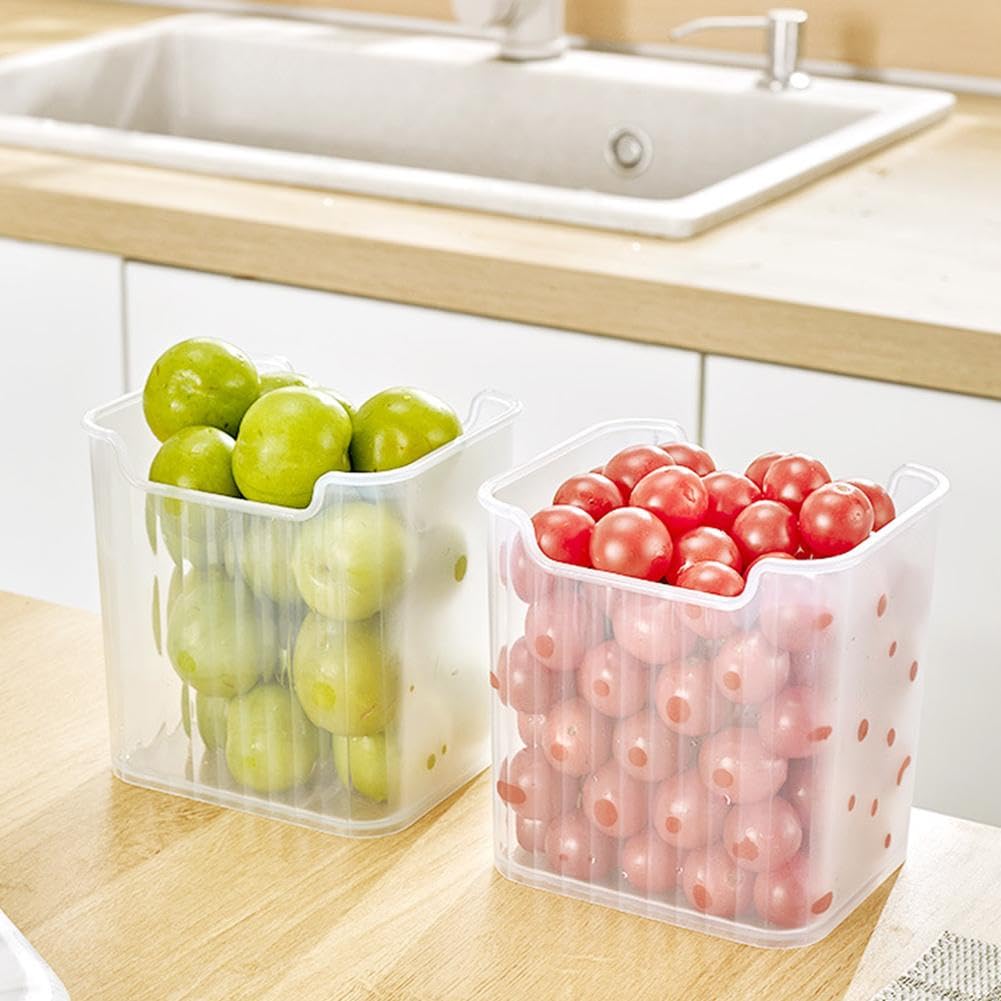 Contenitori per congelatore, confezione da 4 organizer in plastica trasparente per frigorifero e dispensa, contenitori impilabili con manici per alimenti surgelati, carne e verdure